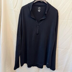 Polar Edge Men 1/4 Zip Sweater‎ Size 2XL Black 100% Merino Wool Long Sleeve